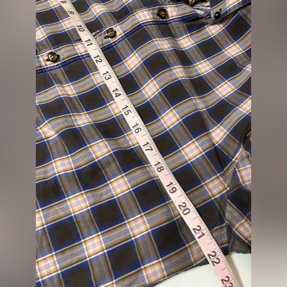 7 Diamonds‎ Shirt Mens Large Button Down Black Gray Plaid Classic Western Cowboy - Picture 8 of 11